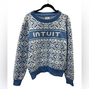 INTUIT Blue and white Snowflake Sweater Size M